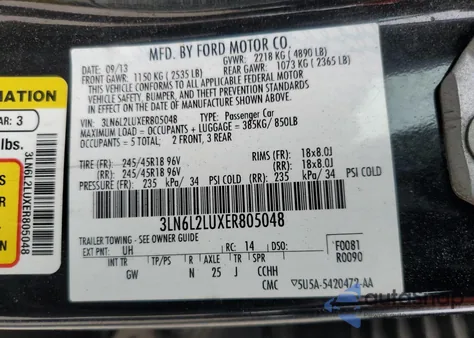 2014 Lincoln Mkz Hybrid from USA, damaged, VIN 3LN6L2LUXER805048